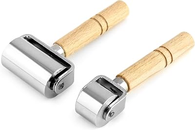 QWORK Leather Glue Laminating Roller Set 2pcs 60mm 26mm Stainless Steel Press