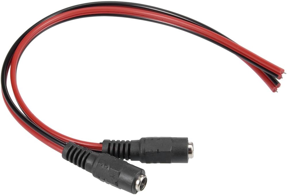 sourcing map 2Pcs DC Power Pigtail Cable 12V Female Connectors for CCTV Camera Adapter 2.1mmx5.5 mm Ultra Thick
