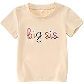 Big Sister Shirt for Toddler Baby Girl Embroidered Big Sis Announcement T-Shirt Gift Sibling Reveal Top Outfit