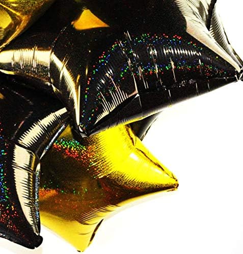 Happium Star Holographic Foil Balloons Pack of 6 Helium 18 Inches Star Balloons Foil Balloon Set for Birthday Party Graduation Baby Shower Wedding Anniversary Party Decorations (Black - Image 5