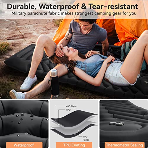 VECUKTY Inflatable Camping Sleeping Pads with Pillow, Camping Air Mat