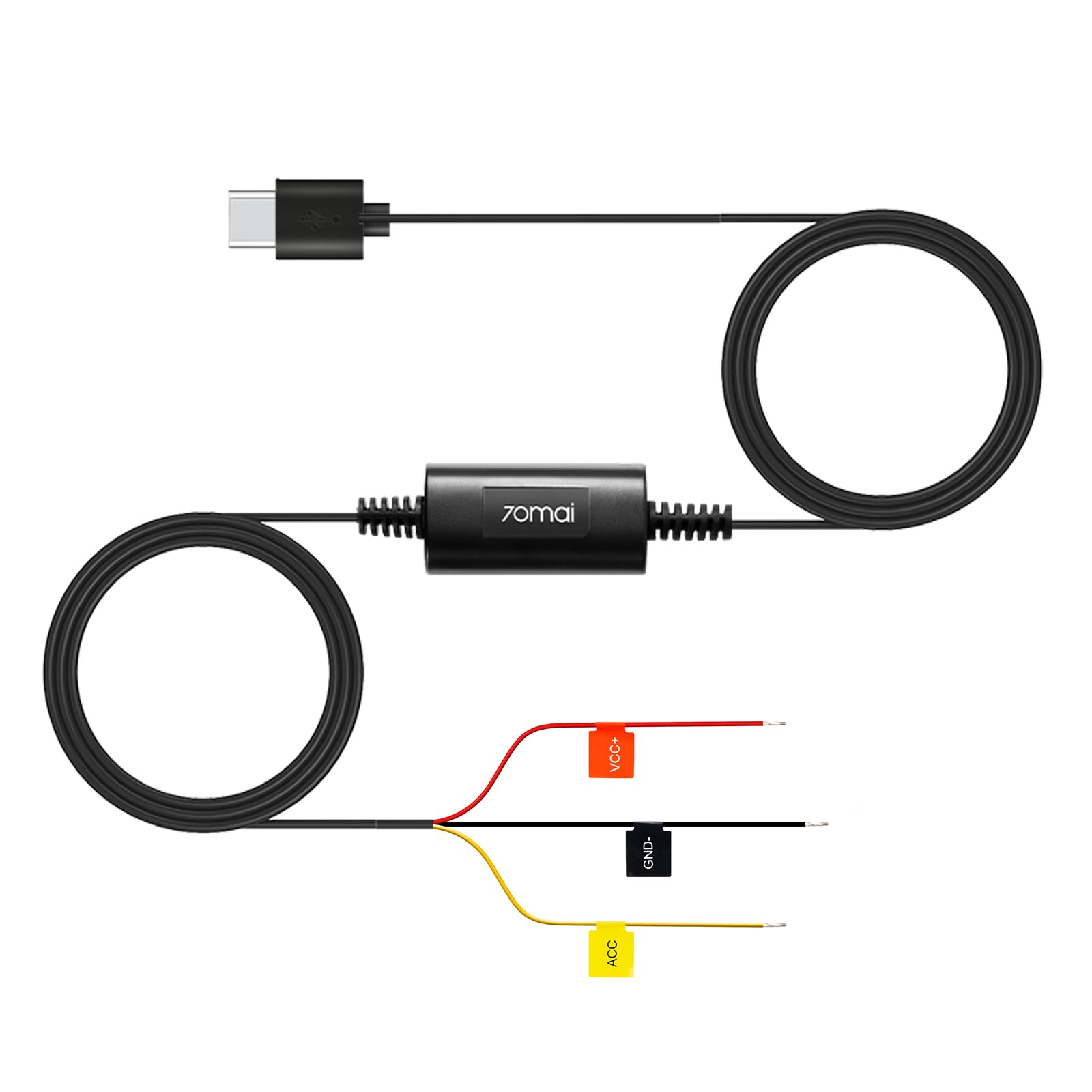 70mai Dash Cam Hardwire Kit UP03 for 70mai M310, A410, A510, A810, A800SE, 4K Omni, T800, T800E, Type-C Hard Wire Kit with Low Voltage Protection, 24 Hour Parking Surveillance, 10ft 12V-30V to 5V/2.4A