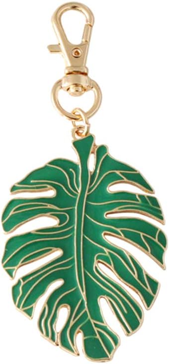 PRETYZOOM Green Leaf Keychain Tropical Palm Leaf Metal Key Ring Key Holder Birthday Party Favor Supplies