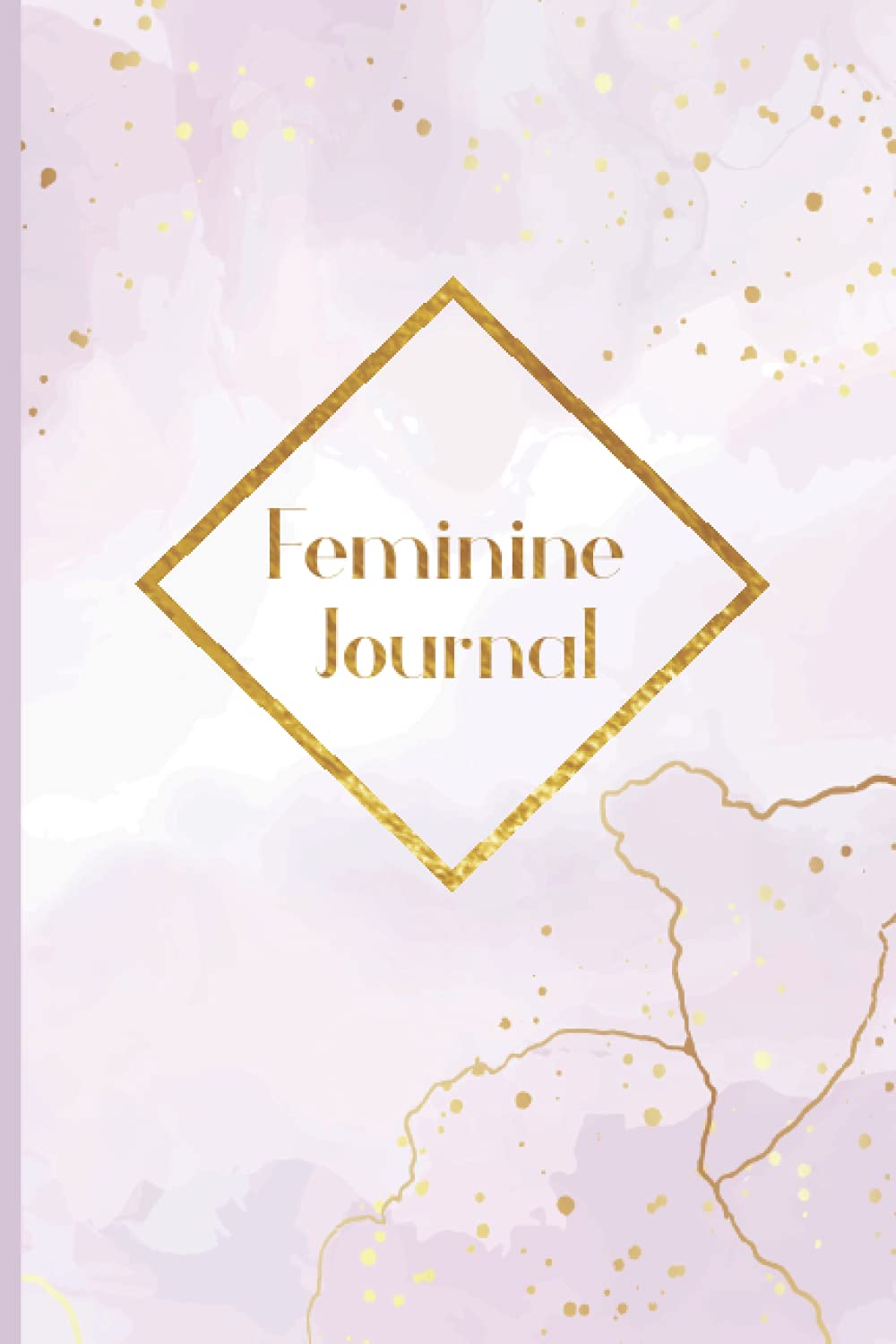 Feminine Journal: Lilac Marble, Gold Accent, 6" x 9", White Lined, 120 Page Journal