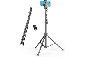 EMART 62’’ Cell Phone Tripod Stand, Adjustable Floor Cellphone Tri Pod Holder with Remote for iPhone and Android, Portable Compact Smartphone Selfie Stick for Video Recording Camera Ring Light Filming