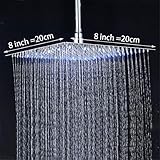 Bestyunyu LED Rainfall Shower Head 8/10 Inch Stainless Chrome Shower Wall Mount 8 inch