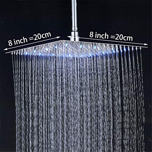 Bestyunyu LED Rainfall Shower Head 8/10 Inch Stainless Chrome Shower Wall Mount 8 inch