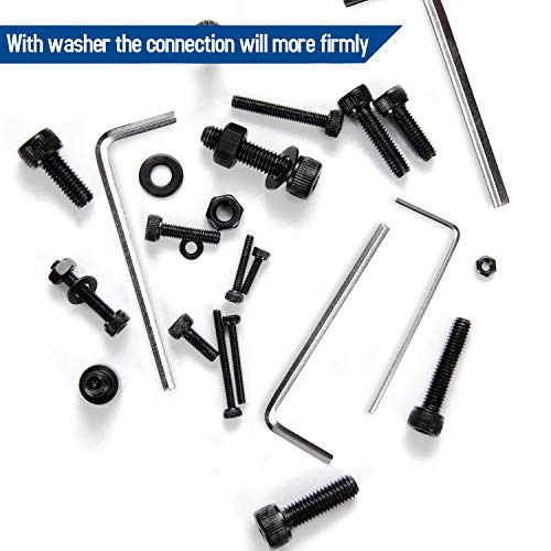 NINDEJIN M2 M3 M4 M5 Alloy Steel Socket Head Cap Screws Nuts Set 1060pcs Carbon Steel Screws Assortment Kit