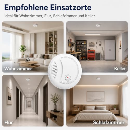 Hapippofa WiFi Smoke Detector with App Notification, 10-Year Battery, Networkable, Tested according to DIN EN 14604, Optical Smoke Alarm for Smart Home, Easy Installation, 3 Pieces