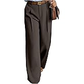 GORGLITTER Women's High Waisted Dress Pants Dressy Casual Work Wide Leg Pleated Pants Trousers Slacks with Pockets
