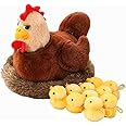 XIYUAN Plush Hen with Nest & Chicks Doll Set - Funny Mother Hen & Chicks Party Decoration Gifts for Boys & Girls