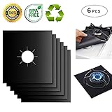 Gas Range Protectors Liner Covers Reusable Gas Stove Burner Covers, 10.6” X 10.6”, Double Thickness 0.2MM, Non-Stick, Fast Clean, FDA approved (6 packs)