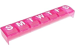 EZY DOSE Weekly (7-Day) Pill Case, Medicine Planner, Vitamin Organizer, X-Large Contoured Compartments for Easy Pill Removal,