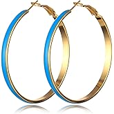 Big Geometric Hoop Earring Multicolor Enamel Round Dangle Drop Earrings for Women Exaggerated Statement Jewelry