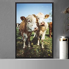 signwin Framed Canvas Wall Art Cow Animals Expressive...