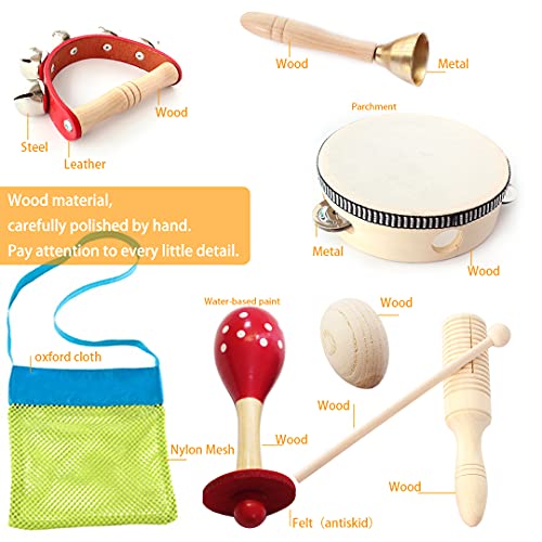 Wooden Musical Instruments Set for Children,Safe and Friendly Natural