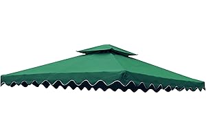 DockMoor 118"x118" Gazebo Canopy Top Replacement 10x10 Canopy Cover 2 Tier (Green-Wave Edge)