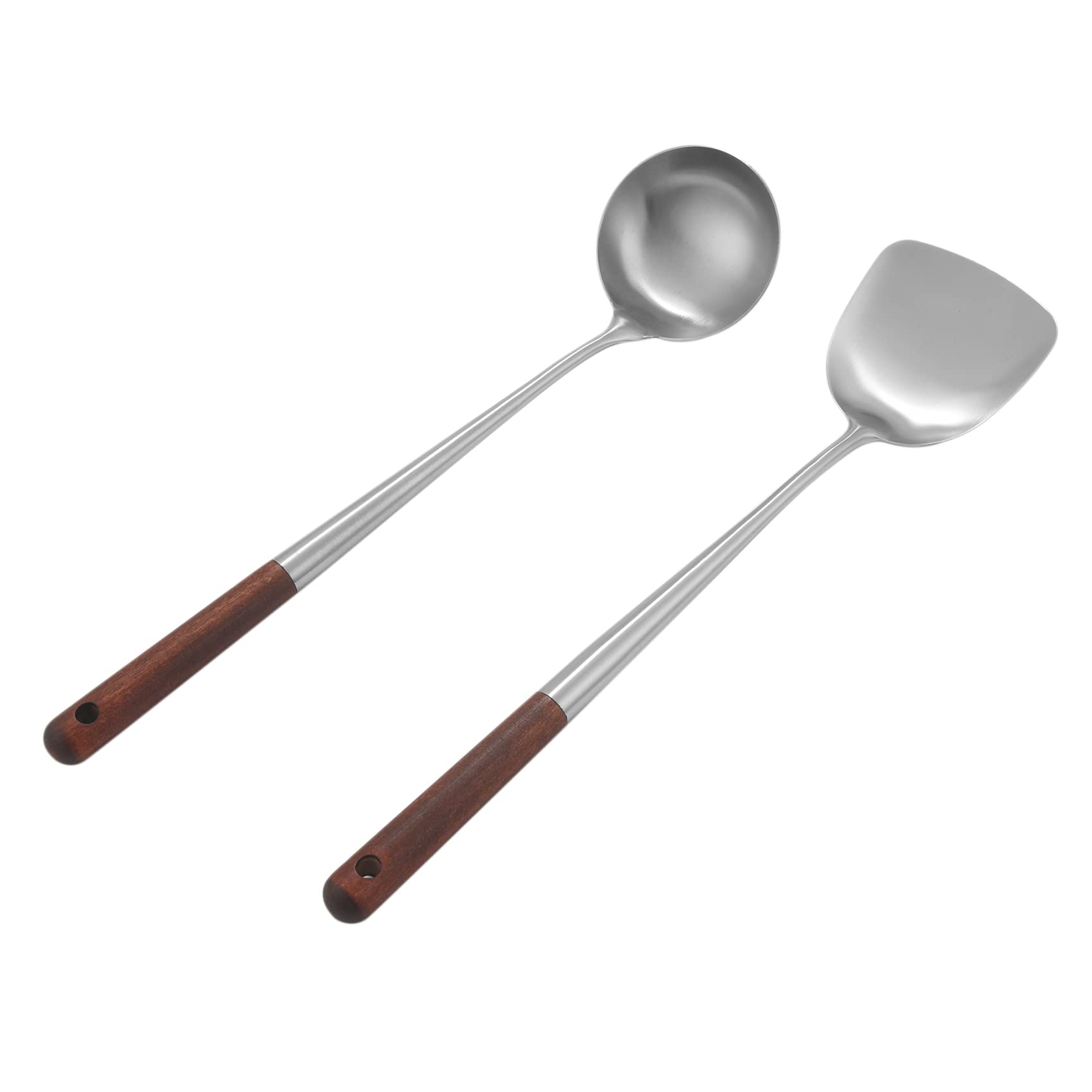 Pyatofyy Wok Spatula and Ladle Set, 17 Inch Steel Wok Spatula