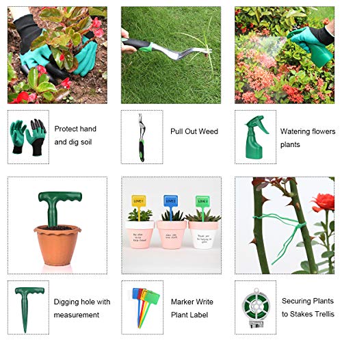 PADRAM Garden Tool Set 12 Piece Heavy Duty Garden Tool Kit for Planting Aluminum Outdoor Garden Hand Tool with Garden Tote Bag Weeder and Hand Trowel Gardening Tools Set Gift for Women Men