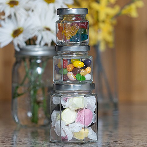 Hexagon Glass Jars by Nellam - 4oz, 24 Pack. Includes 48 Chalk Sticker Labels and 2x Chalk Pen. DIY Jars for Canning, Party Favors, Jams, Sauces, Herbs, Spices. (Gold Lid - 24 Pcs) - Thumbnail 5
