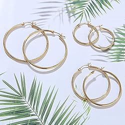 Gacimy Gold Hoop Earrings for Women, 14K Gold