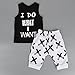 FEITONG 1Set Newborn Baby Boy Black T-shirt Tops+ White Cross Print Pants Outfits Clothes (12 Months)
