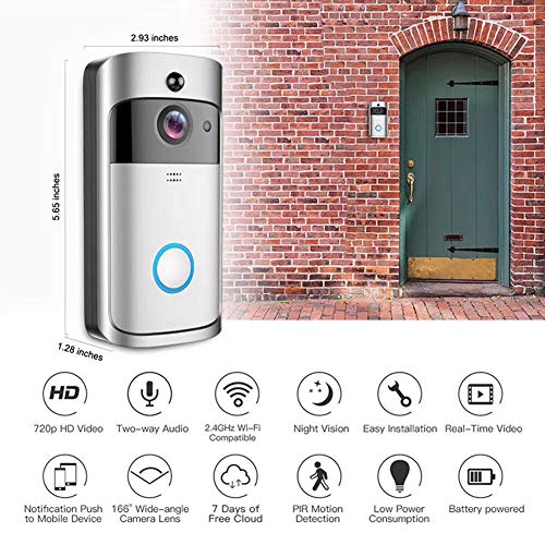 Fashionwu Wireless Video Doorbell Voice Intercom Home WiFi Phone Remote Electronic Cat Eye Silver