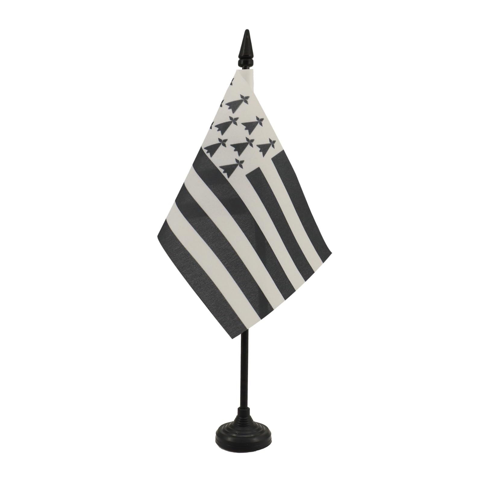 AZ FLAG - Brittany Table Flag 4'' x 6'' - French region of Bretagne Office Mini Banner 100% Polyester 15 x 10 cm - Mini Desk Flag with 10'' Pole and Black Plastic Base — image 1