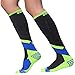 Zensah Standard Tech+ Compression Socks, Black/Yellow/Blue, Large (Men's 10-12.5, Women's 11.5-14)