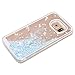 Samsung Galaxy S7 Edge case,Crosstree Liquid, Appmax Cool Quicksand Moving Stars Bling Glitter Floating Dynamic Flowing Case Liquid Cover for galaxy s7 edge. (Heart Blue)