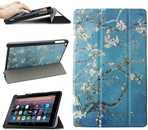 Wisteke Case for Fire HD 8 Tablet (7th / 8th Gen, 2017/2018 Release), PU Leather Folio Cover for Amazon Kindle with Viewing/Typing Stand