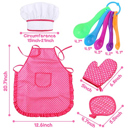 3 otters 27pcs Kids Chef Role Play Costume Set, Kids Apron Set Toddler Cooking and Baking Set, for Dress Up Chef Costume Career Role Play