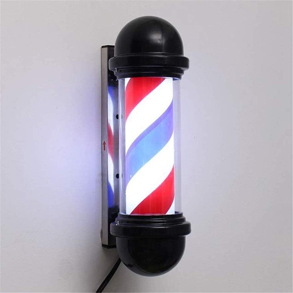 QIENON 19'' LED Wall Mountable Barber Pole Rotating Barber Pole Light Red White Blue Stripes Hairdressing Salon Shop Sign Lamp 0323: Home & Kitchen