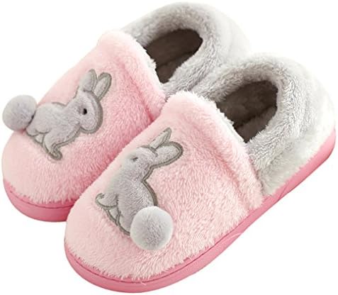 Blubi Women's Plush Closed Toe Rabbit Slippers Warm Cute Slippers (7.5, Pink)