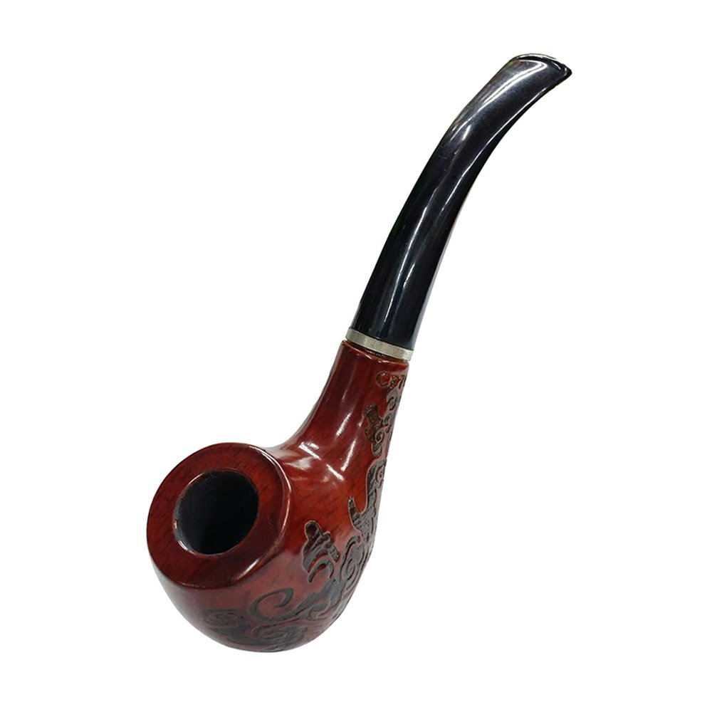 Risingmed Wooden Smoking Pipe,Enchase Figuratus Smoking Wooden Pipe Tobacco Cigarettes Cigar Pipes for Durable New Gift