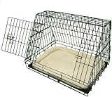 Ellie-Bo Black Deluxe Slanted 30-Inch Folding Dog Cage with Tray & Bed Mat view 2