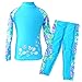 TFJH E Girls Swimsuit UPF 50+ UV Two-Piece Rash Guard Suits Blue Long 3-4 Years 4A