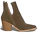 J. Adams Tess Western Bootie - Slip On V-Cut Out Metal Tipped Stacked Heel Boot