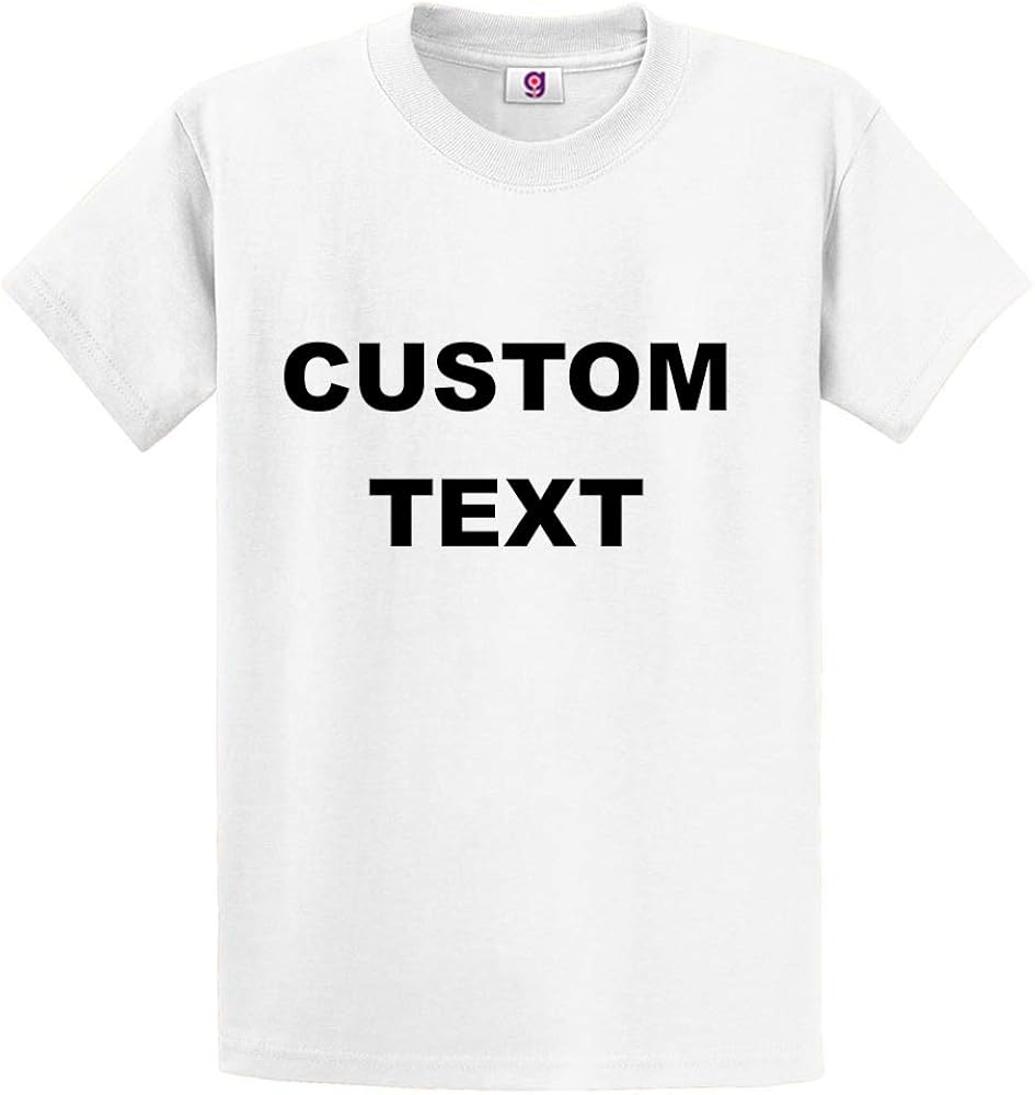 Personalized Custom Text TShirt Any 1 Color Custom Text Print (XLarge, White) Amazon.co.uk