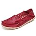 CIOR Women's Genuine Leather Loafers Casual Moccasin Driving Shoes Indoor Flat Slip-on Slippers,M912,Red,39