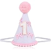 CURASA Pink 1st Baby Girl Birthday Hats Crown Baby Party Hat First Birthday Decorations for Girl