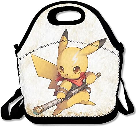 Multifunctional Lunch Bag, Cute Kongfu Pikachu Lunch Tote Bag/ Backpack With Zipper Closure For Kids &amp; Adults