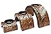 Bellaa 28465 Tealight Candle Holder Wooden Leaf Motif Trio Set