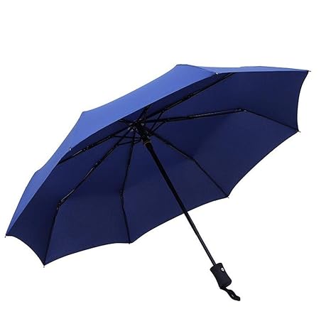 Auto Open & Close Three fold UV Umbrella for Sunlight & Rain/Strong Windproof Umbrella (8 Ribs) (Navy Blue)