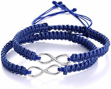 Two Pack Infinity Bracelet Set for Couples or Best Friends (Blue)