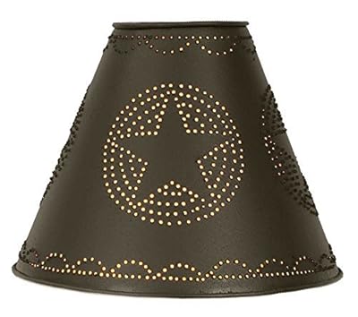 4" x 10" x 8" Punched Tin Star Lamp Shade in Rustic Brown