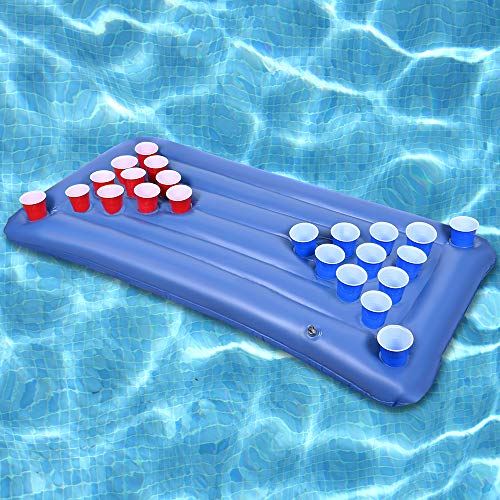 Faburo Beer Pong Air Mattress, Beer Pong Table, 155 x 75 x 13 cm, Inflatable Beer Pong Air Mattress, Party Game Drinking Game, Without Cup