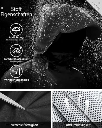 Coutyuyi Herren Regenanzug Wasserdichte Regenjacke Atmungsaktiver Leichter Regenmantel mit Kapuze Geeignete Regenkleidung für Freizeit, Outdoor-Sport, Golf, Wandern（L，Nachthimmel Schwarz） thumbnail 3
