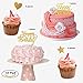 Tangible Creation, Happy Birthday Cake Topper 14 packs valueset for cup cake topper with Heart and Star Glitter Gold Decoration.