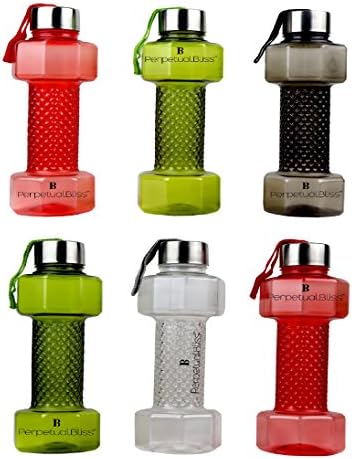 Perpetual Bliss (Pack of 12) Fancy Transparent Dumbbell Shape Water Bottle / Sports / Gym / Travel / Birthday Return Gifts
